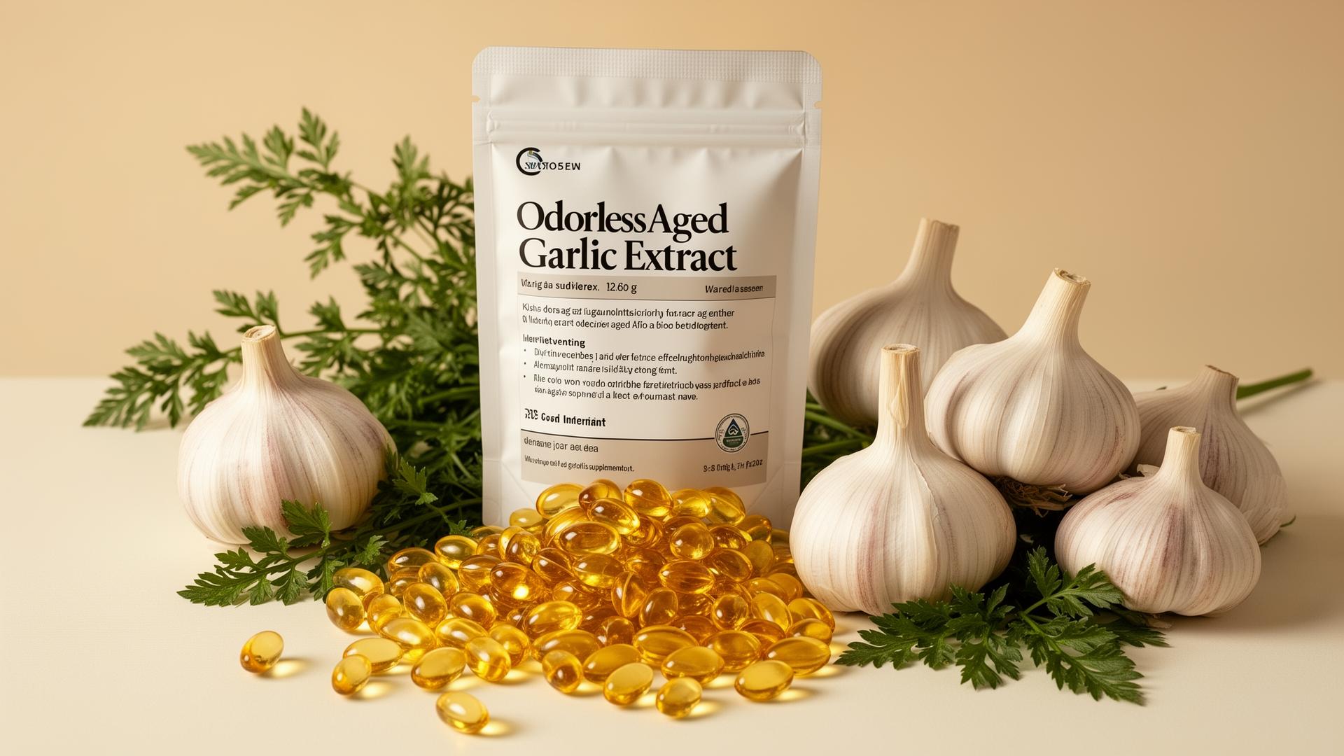 Puravia odorless aged garlic extract softgels with fresh garlic
